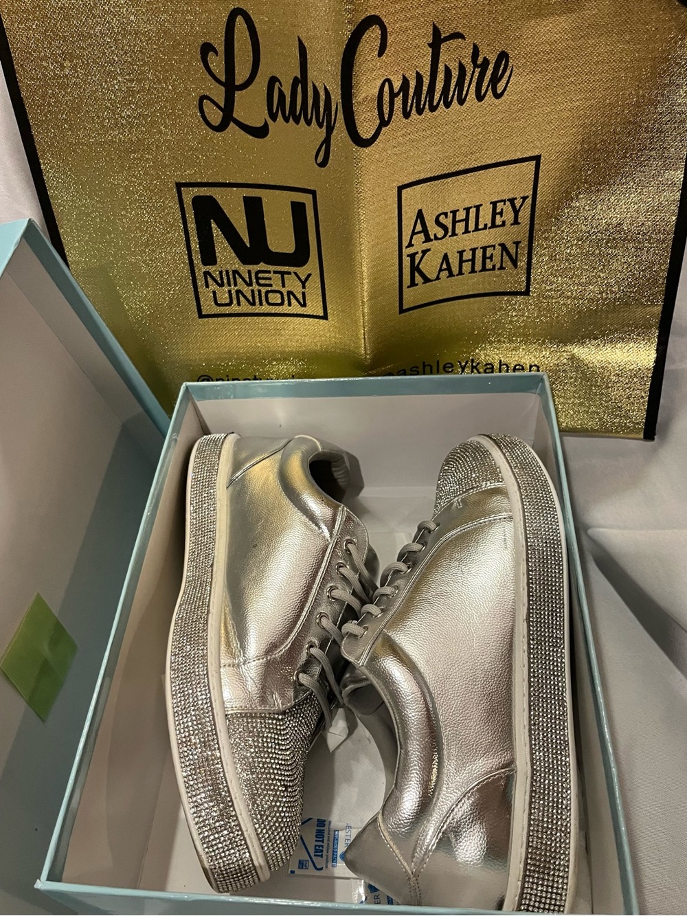 Silver Rhinestone Platform Sneakers